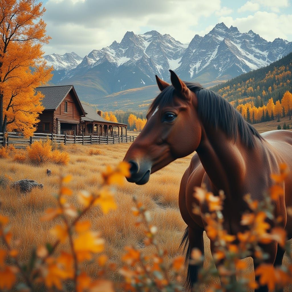 Majestic Horse in Fall Colorado Landscape