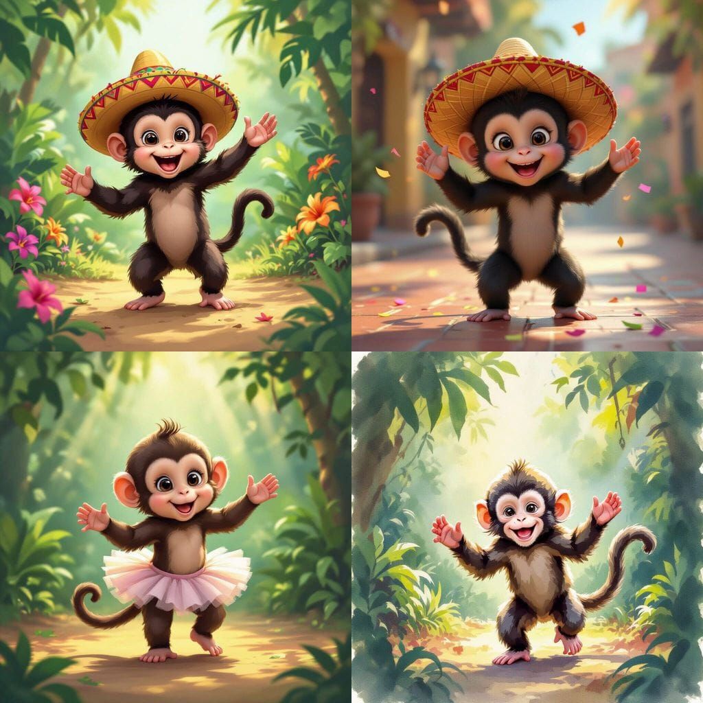 Joyful Baby Monkey Dancing Merrily