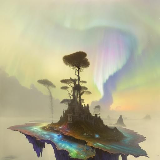 Liquid Auroras Falling from the Sun, Surreal Art