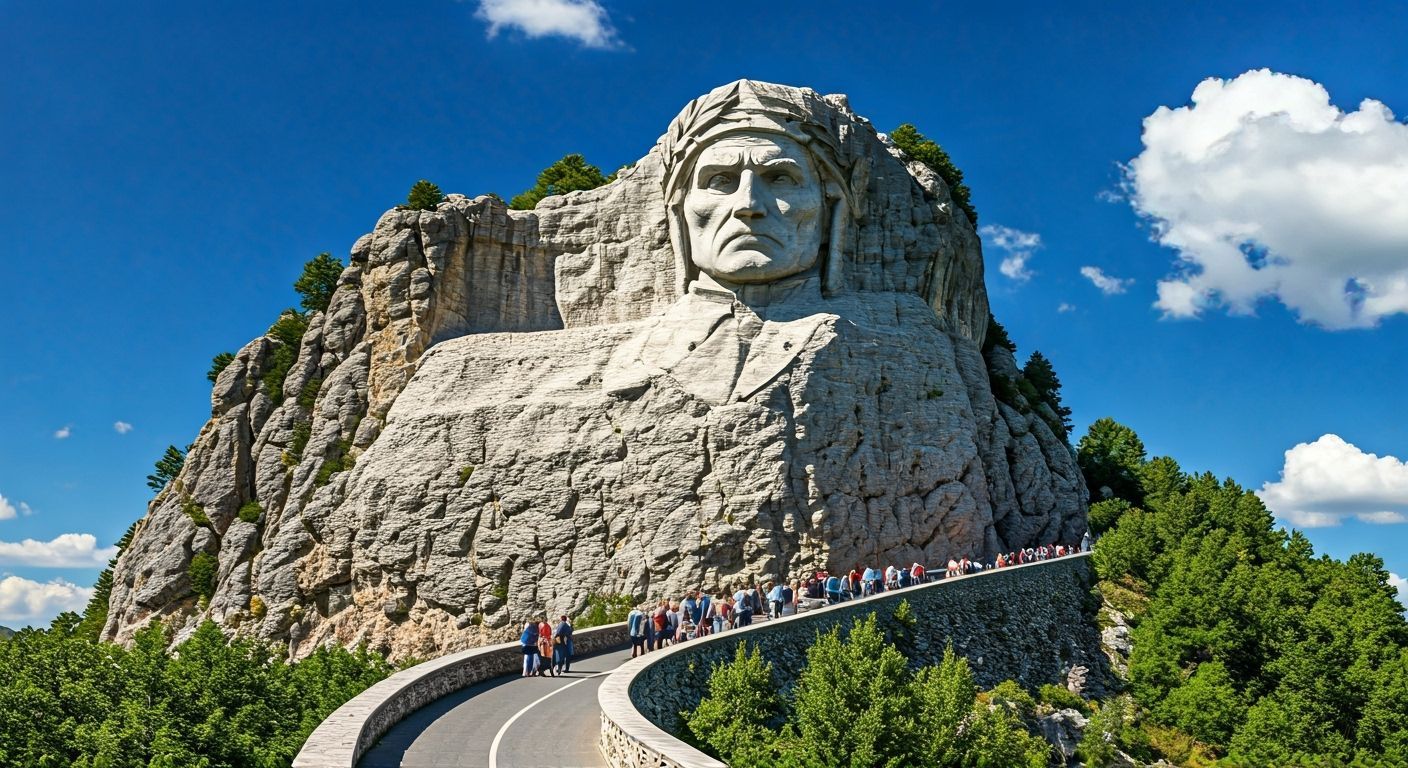Monumental Stone Carving of Dante Alighieri's Face
