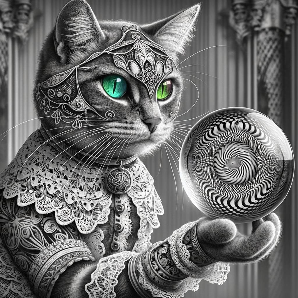 Anthropomorphic Cat in Haitian-Inspired Tattoo Fashion, Opti...