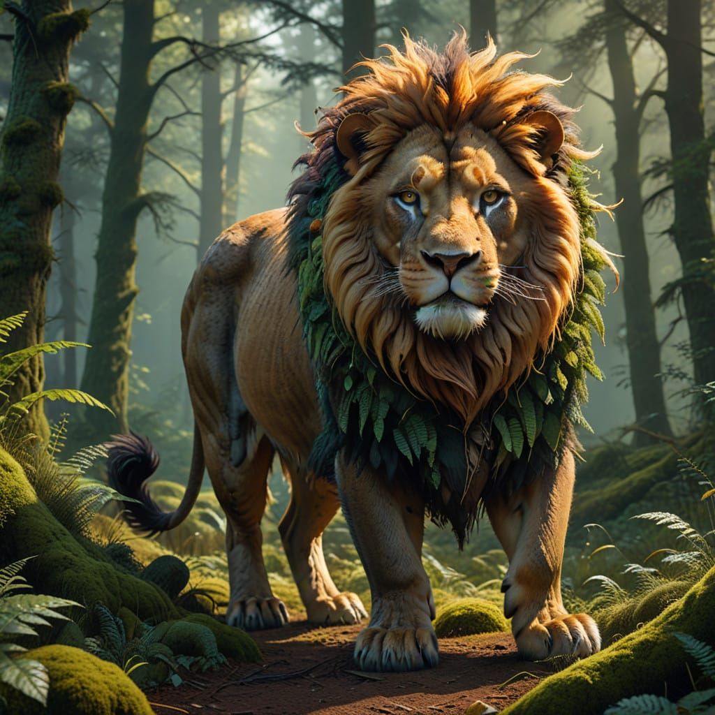 Regal Lion-Pig Hybrid Dominates German Forest Landscape