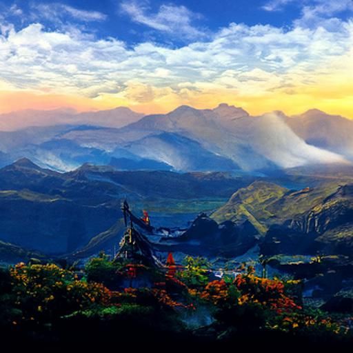 a landscape in sunset