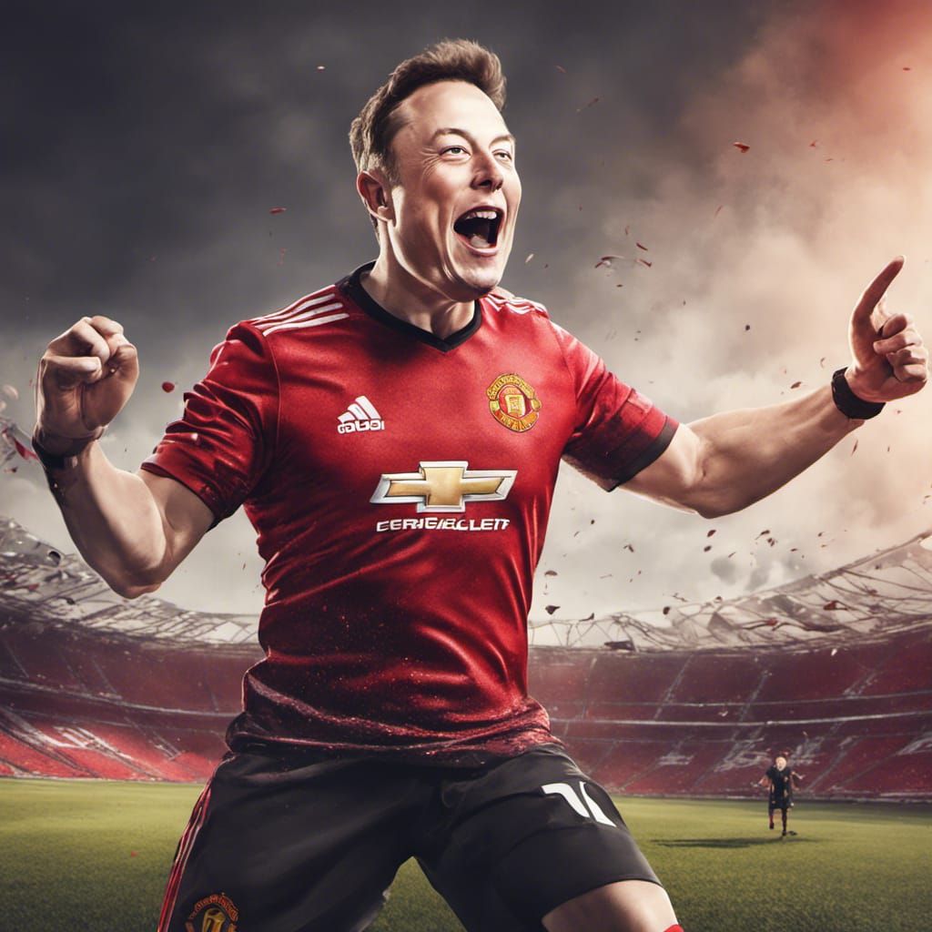 Elon musk, in Manchester united jersey