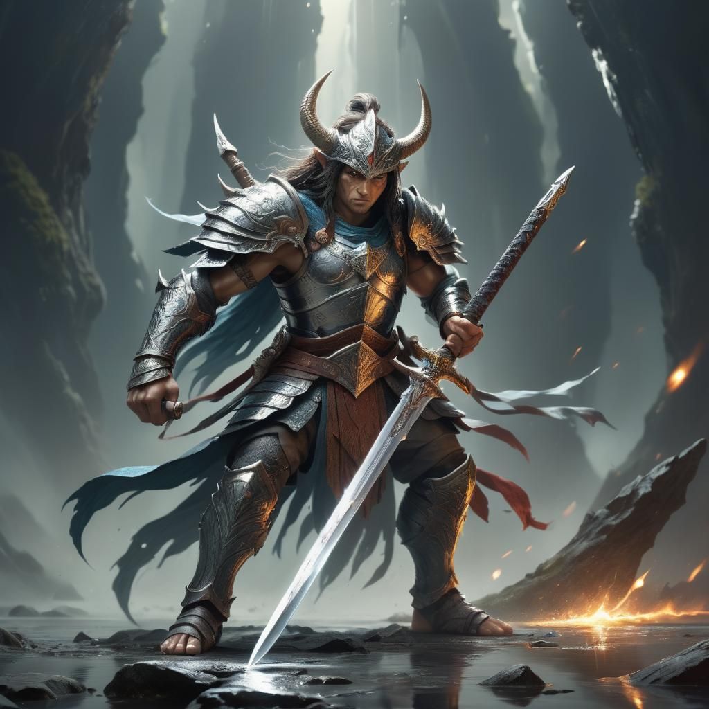 Fierce Magical Warrior Ready for Battle