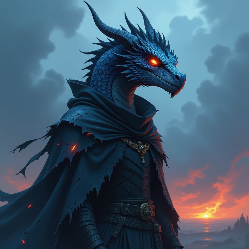 Majestic Storm Dragon in Dark Fantasy Style