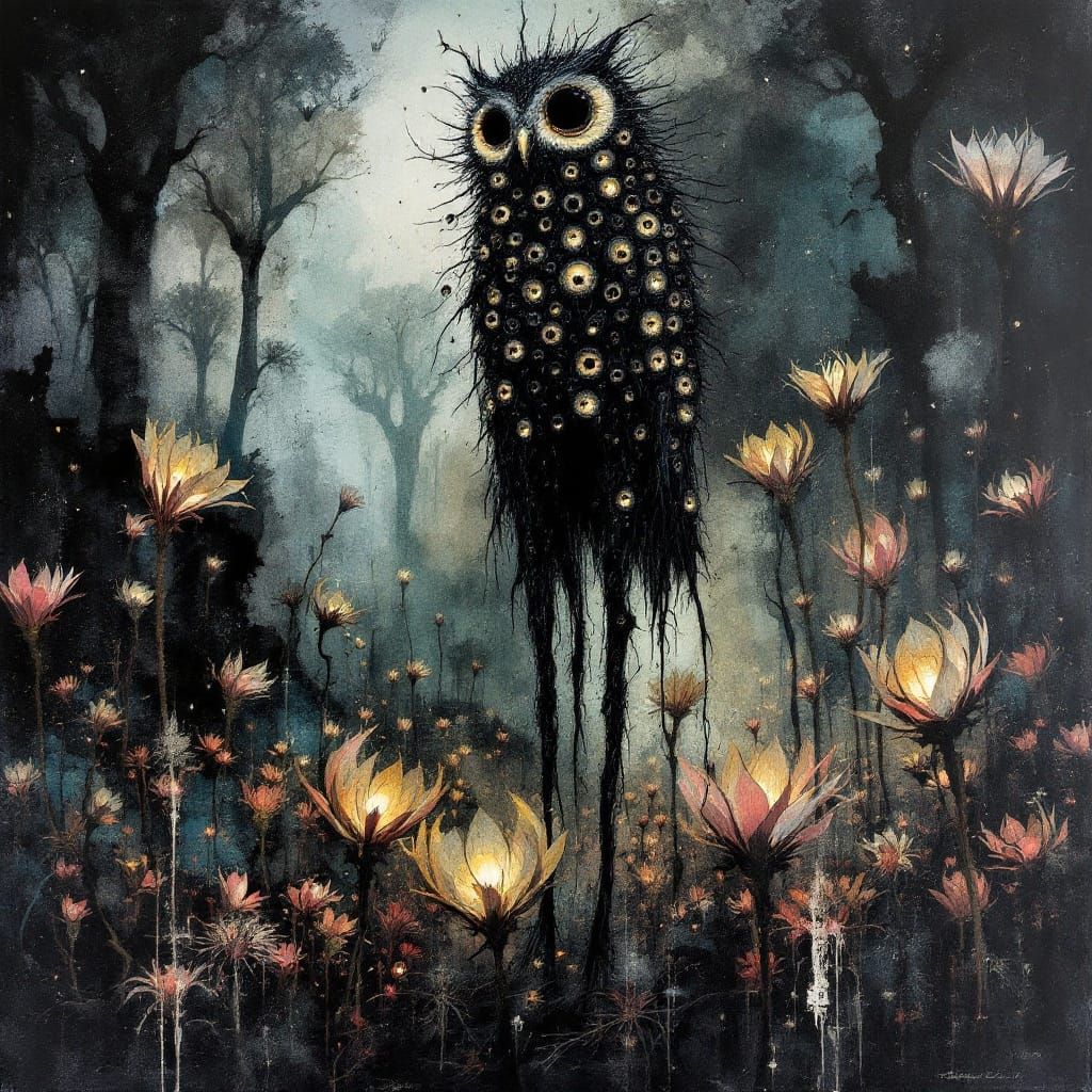 Surreal Alien World in Dark Surrealist Oil Impasto Painting ...