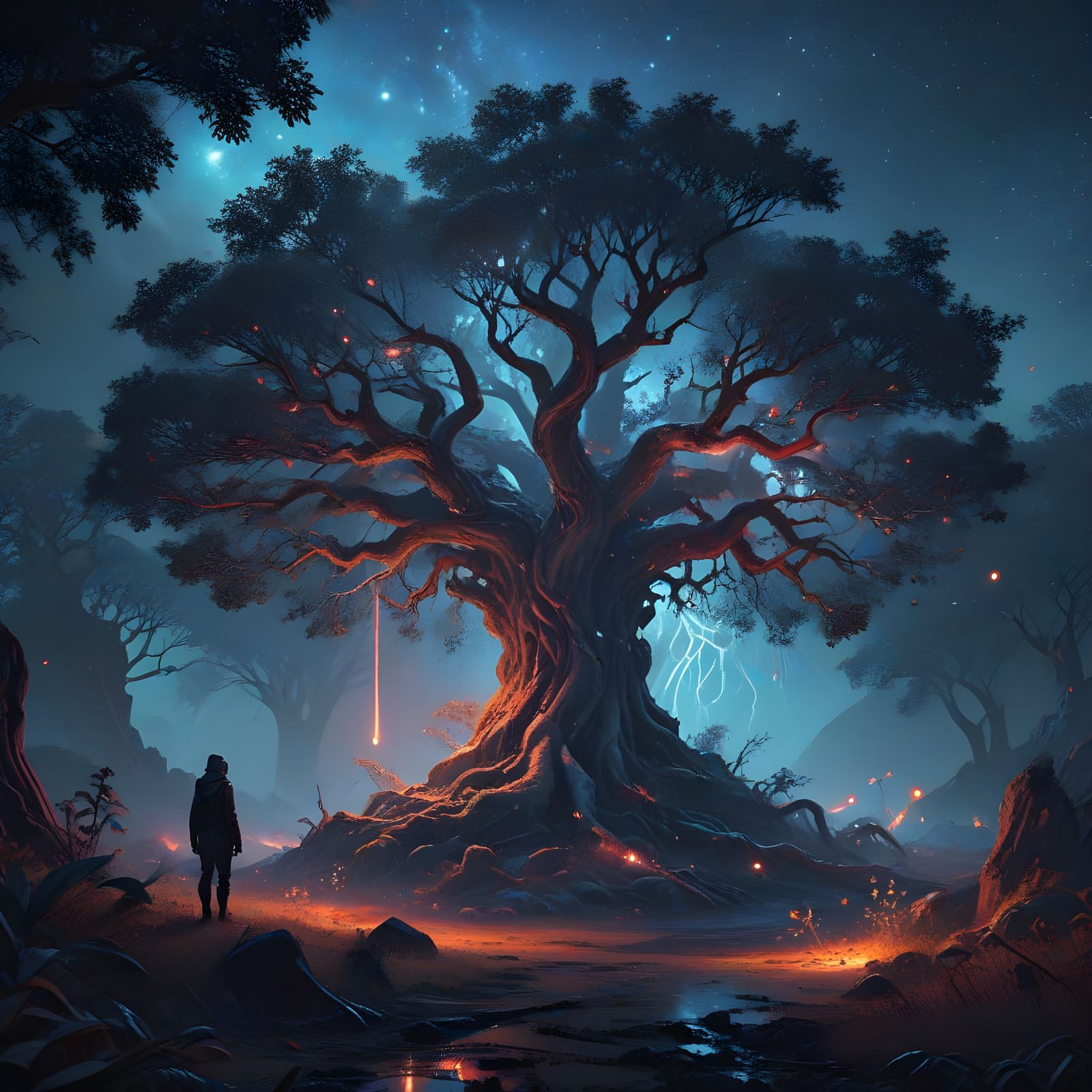 Cosmic Wanderer in Starlit Dreamscape