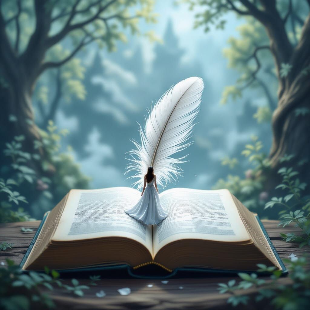 Ethereal Figure Drawn in Open Book