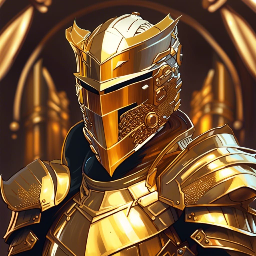 Golden Knight in Shining Armor: Pixel Art Portrait