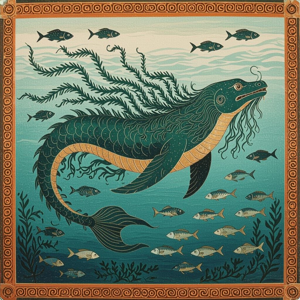 Sea Monster in Classical Greek Red-Figure Style