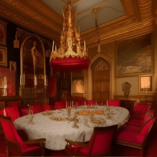 Windsor Castle Feast: Intricate Digital Matte Painting