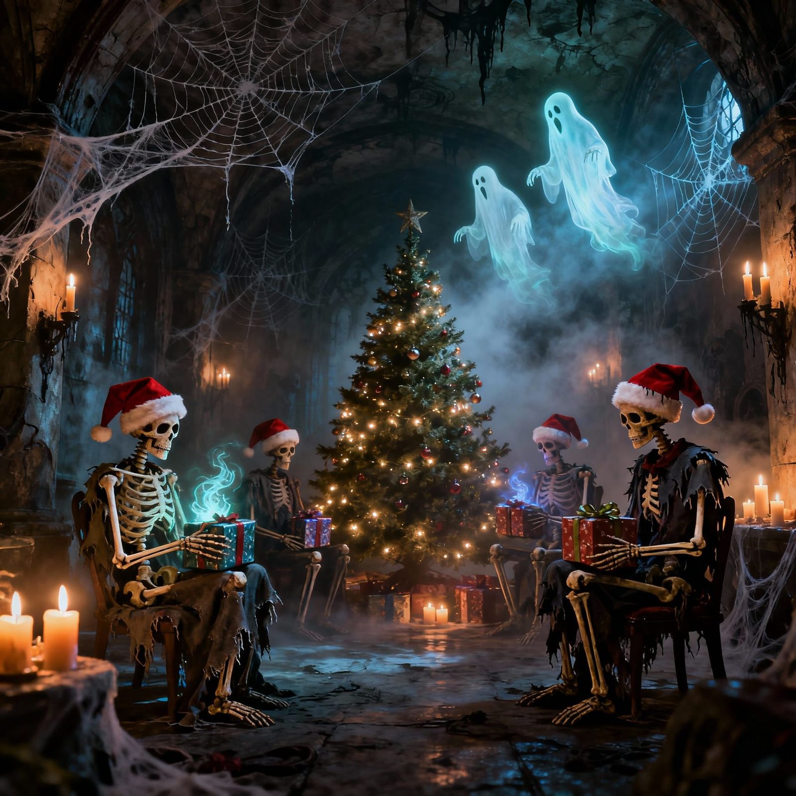 Haunted Crypt Christmas: Skeletons, Ghosts, and Eerie Lights