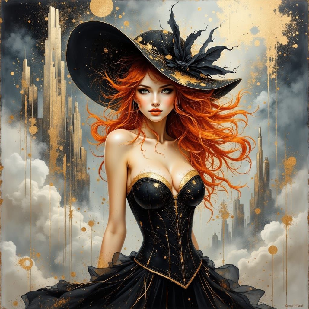 Futuristic Lady in Silver Cityscape Anime Style