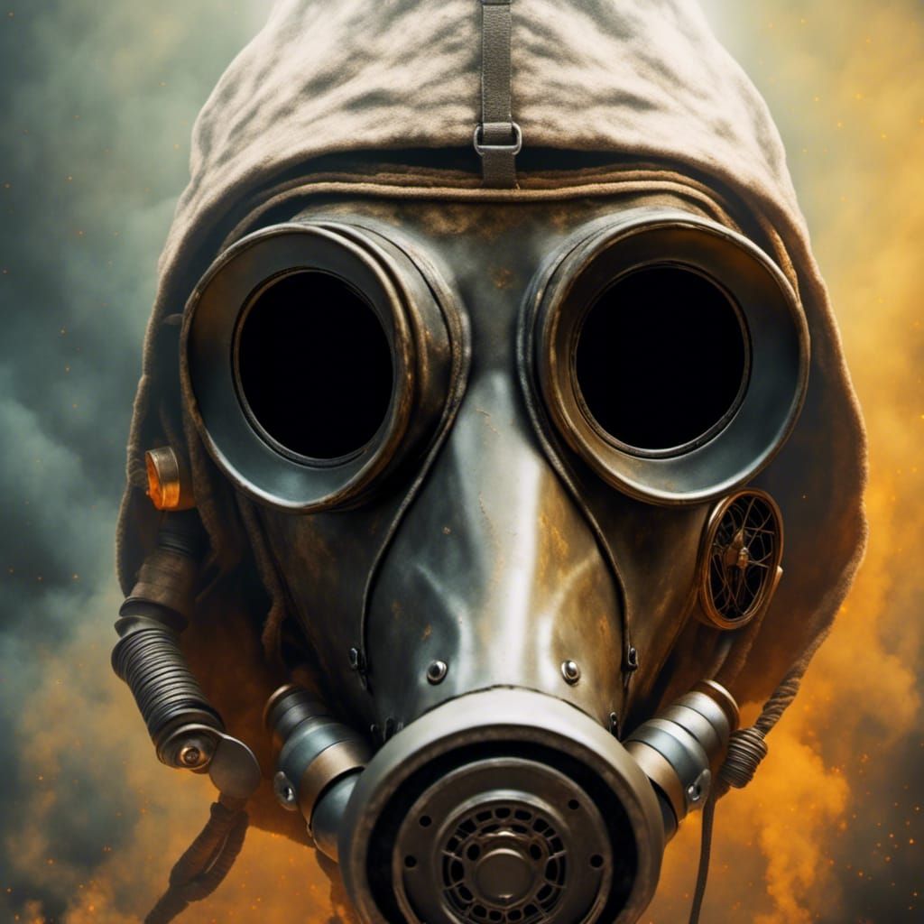 Plague Doctor in Vaporwave Style with Gas Mask