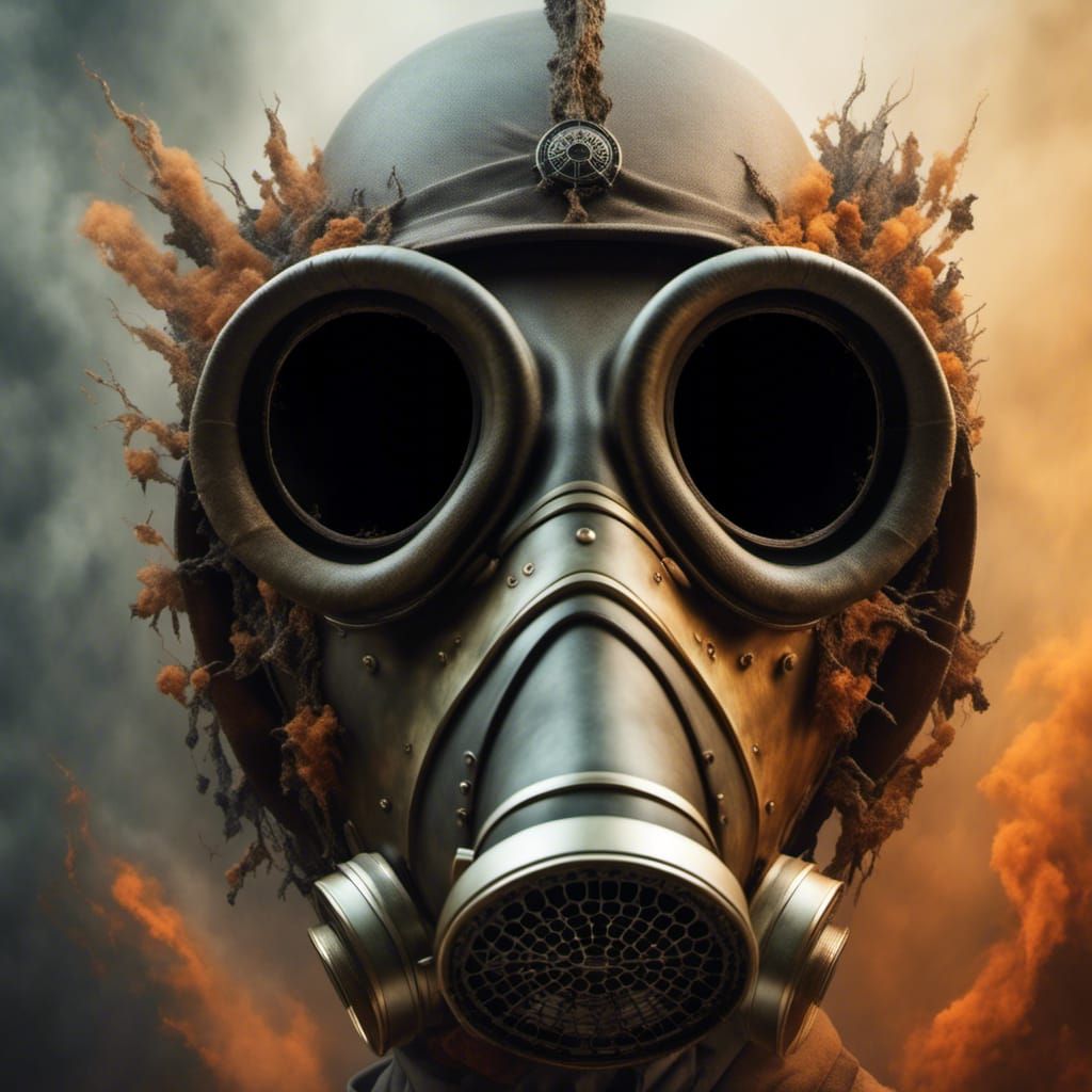 Plague Doctor Gas Mask in Vaporwave Style