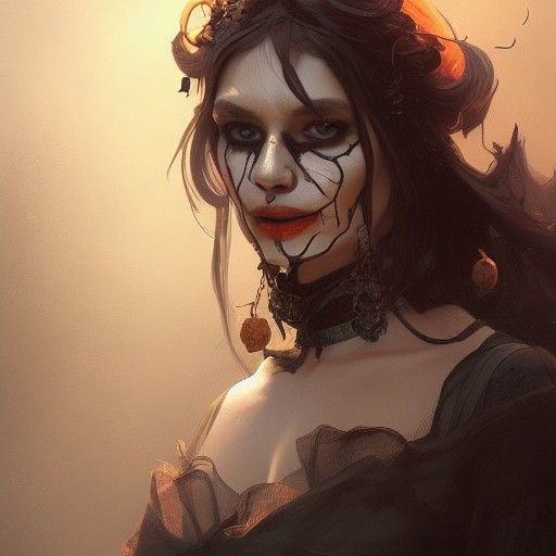 Halloween Witch Portrait in Hyperdetailed Digital Art
