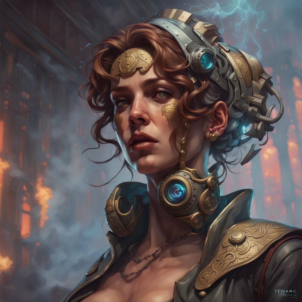 Machine Bellows Smoke: Hyperdetailed Artstation Portrait