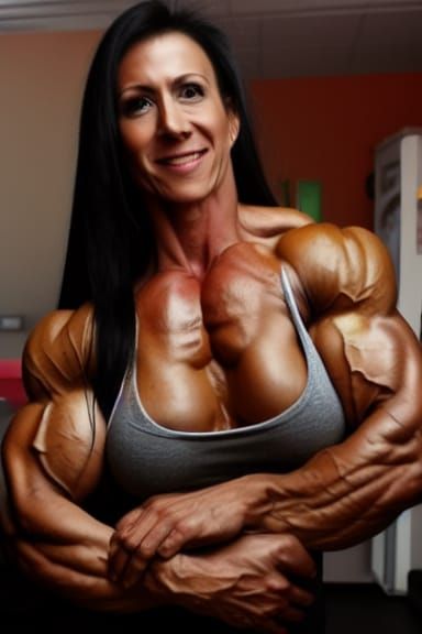Muscular Mom Bodybuilder Flexing