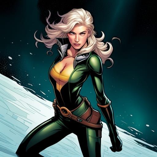 X-Men's Rogue in Comic Book Style