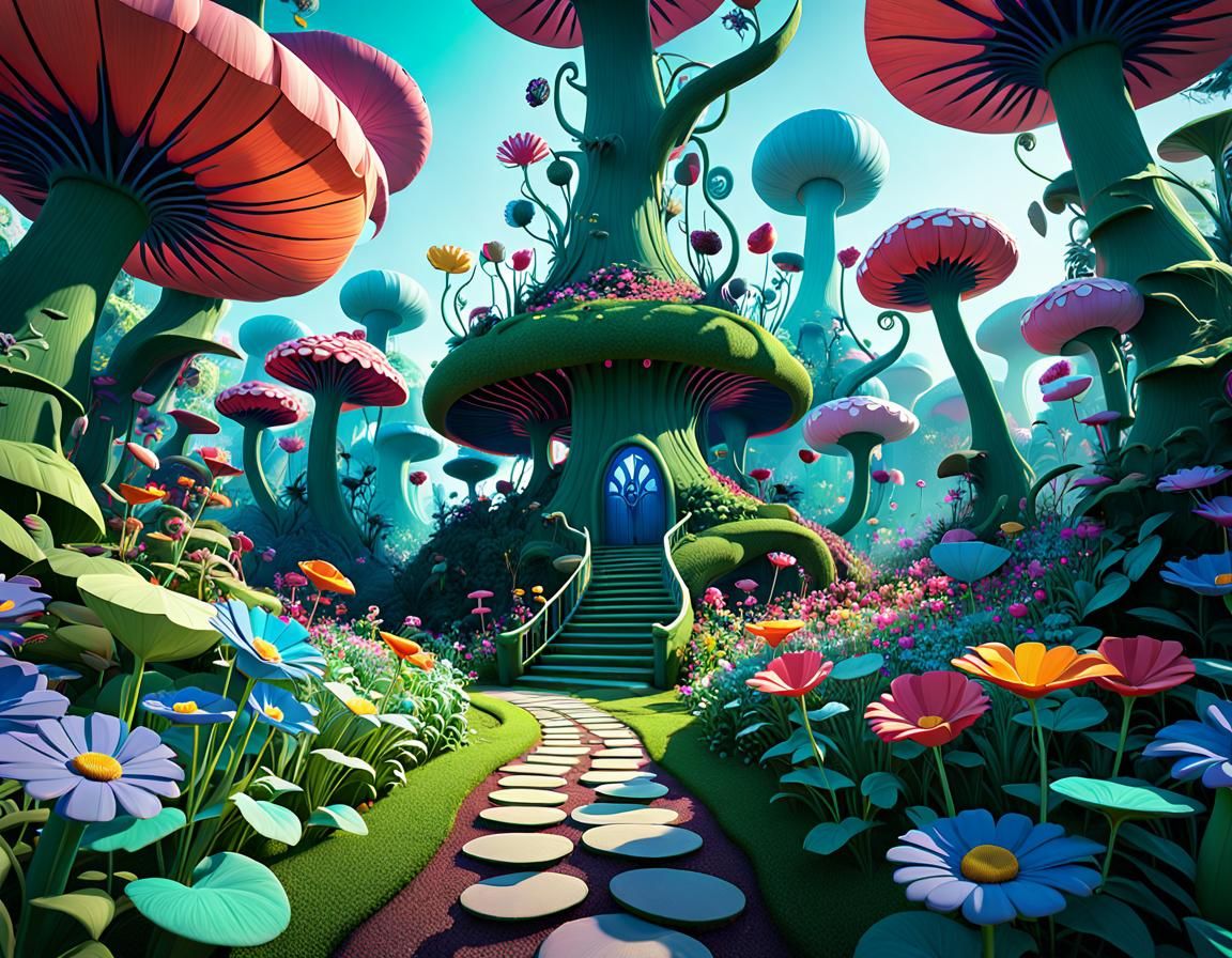 Alice in Wonderland: Giant Flower Forest in 3D