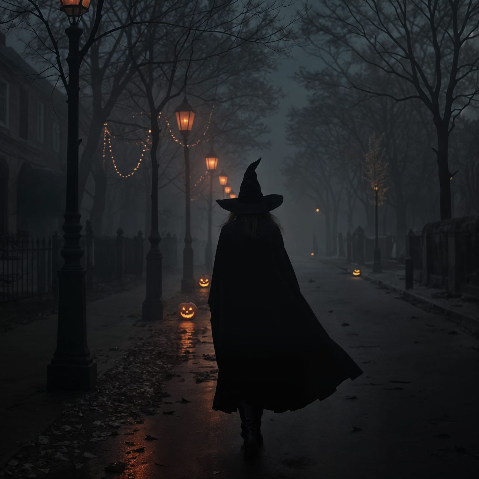 Eerie Halloween Night Cinematic Film Still