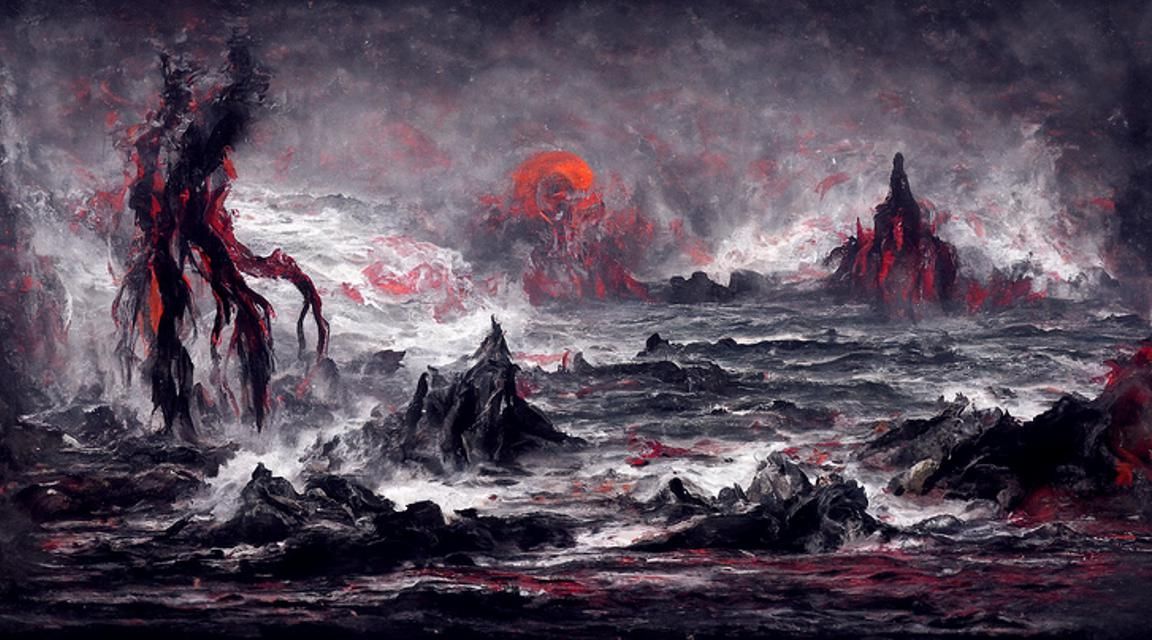 Lovecraftian Hellish Seascape