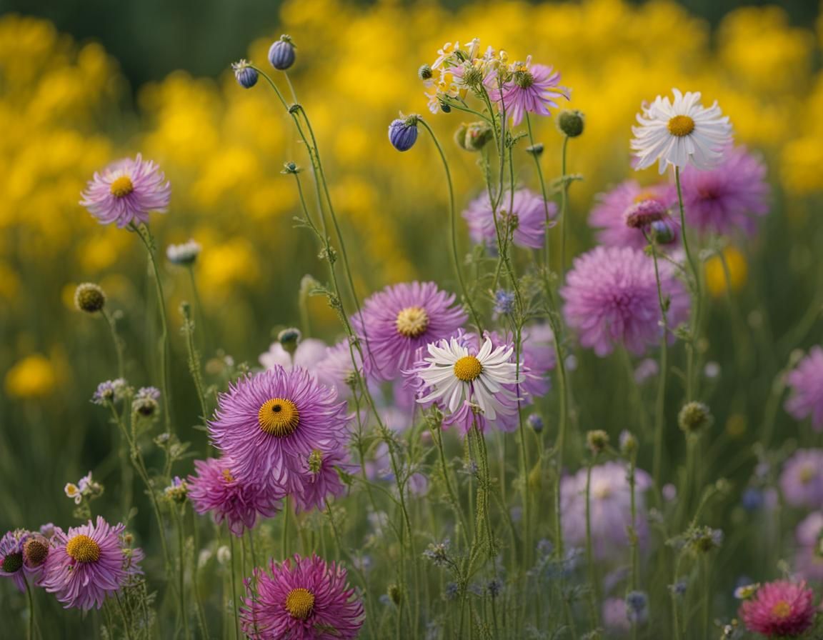 Expressive Wildflowers in Art Nouveau Style
