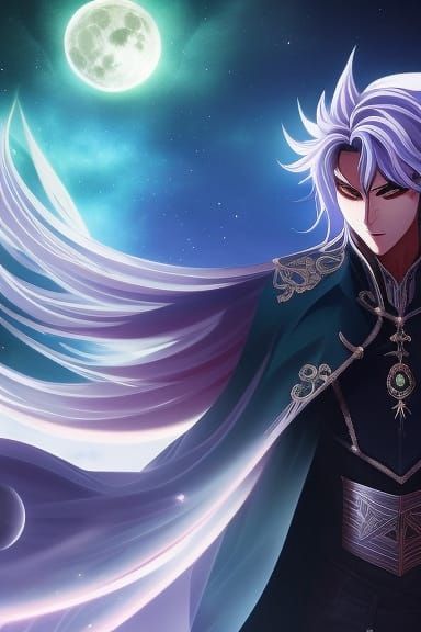 Regal Magician Surrounded by Lunar Magic