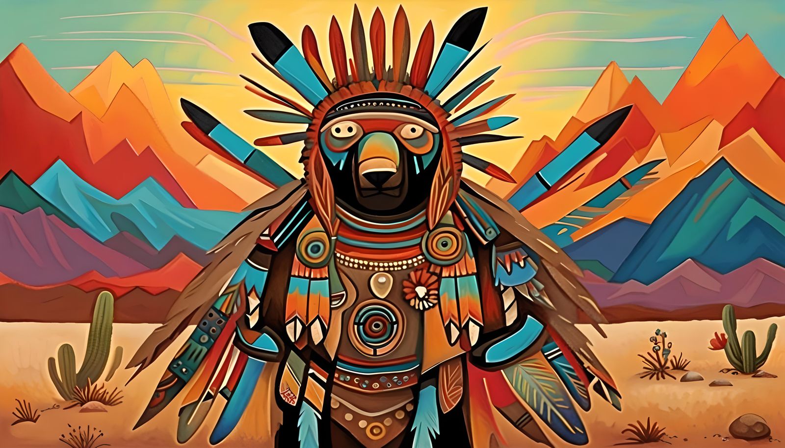 Hopi Bear Katsina in Mojave Desert