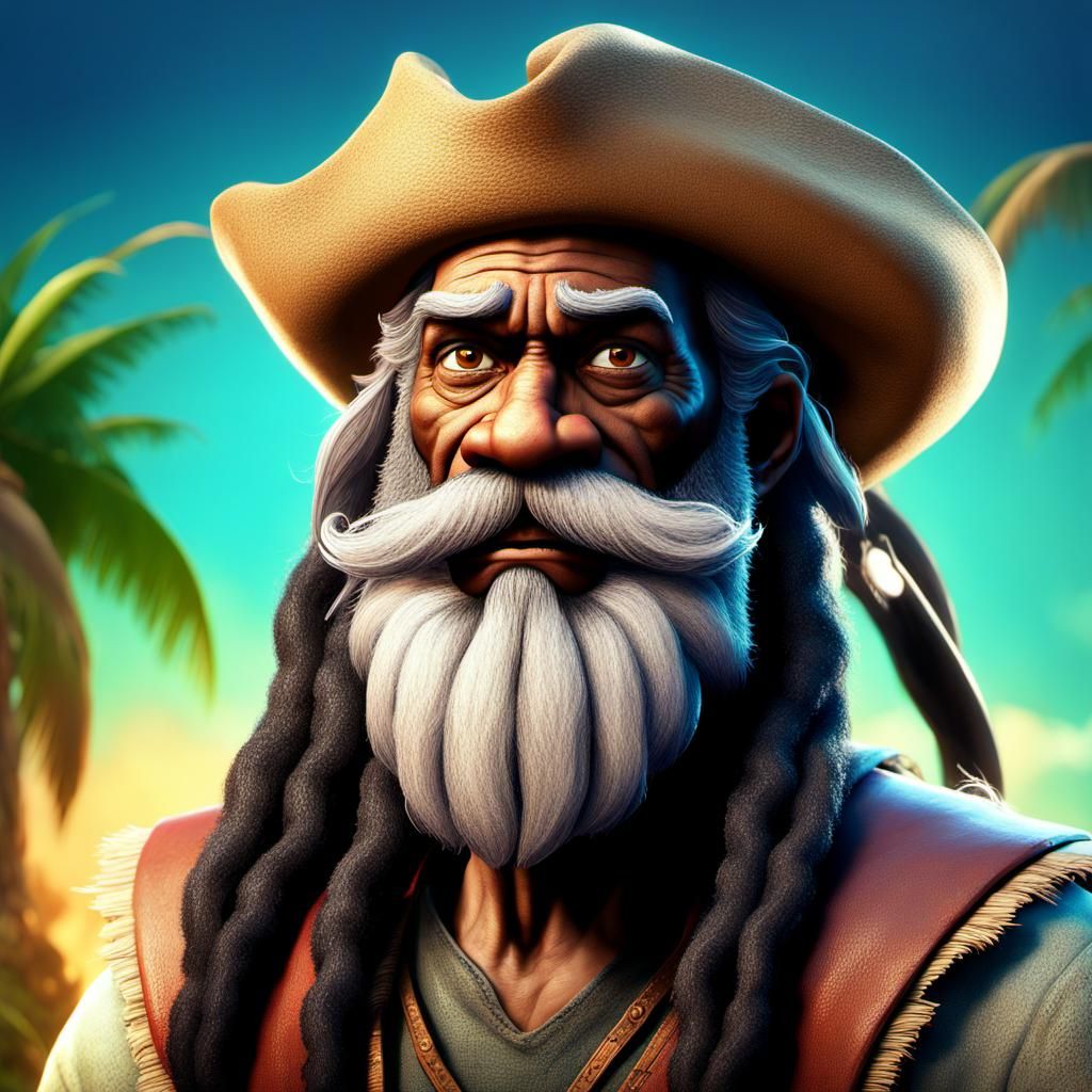 Cartoonish Caribbean Man Character Sheet in 3D Digital Art