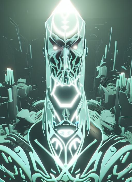 Otherworldly Inhuman Supervillain in Luminescent Horror Styl...