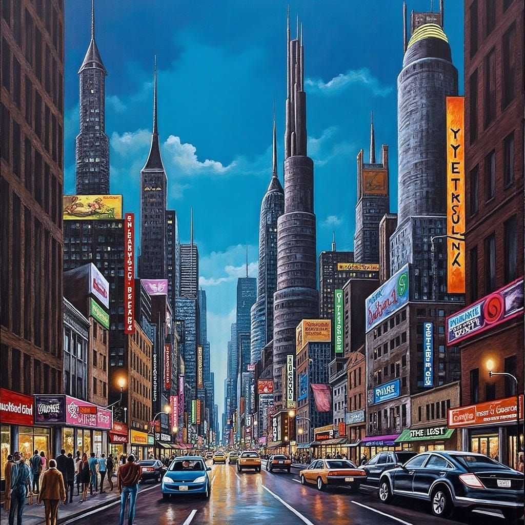 Futuristic Cityscape in Cyberpunk Style