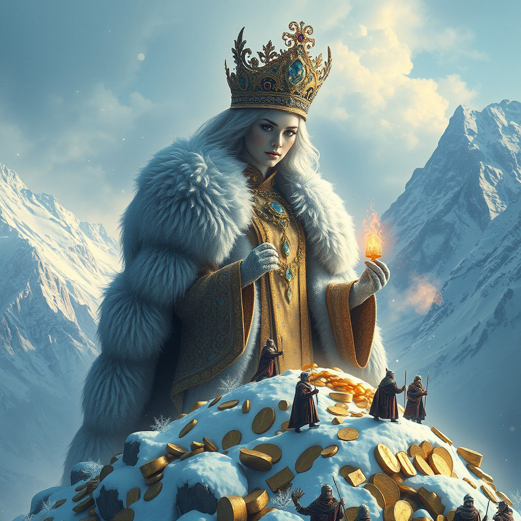 Snow Queen on Mountain of Gold: Matte Painting