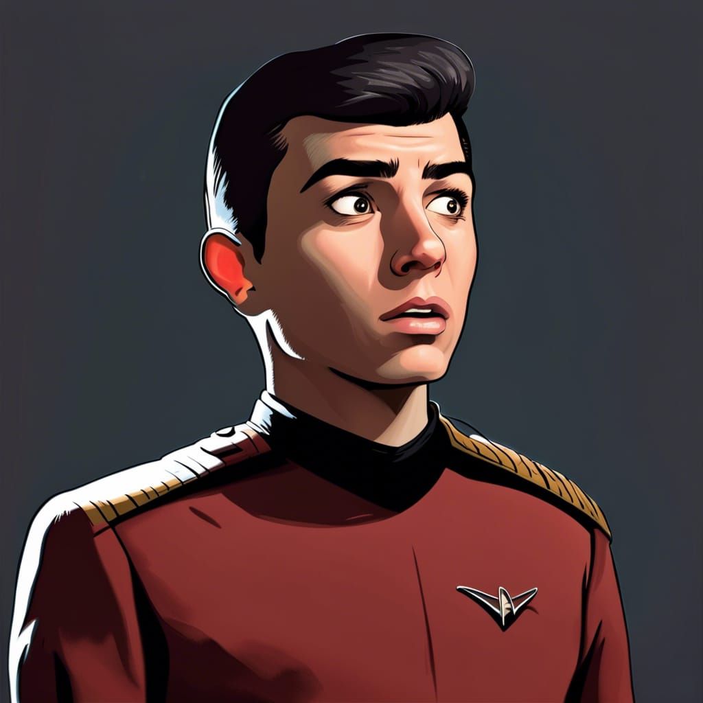 Anxious Young Lieutenant in Star Trek Style