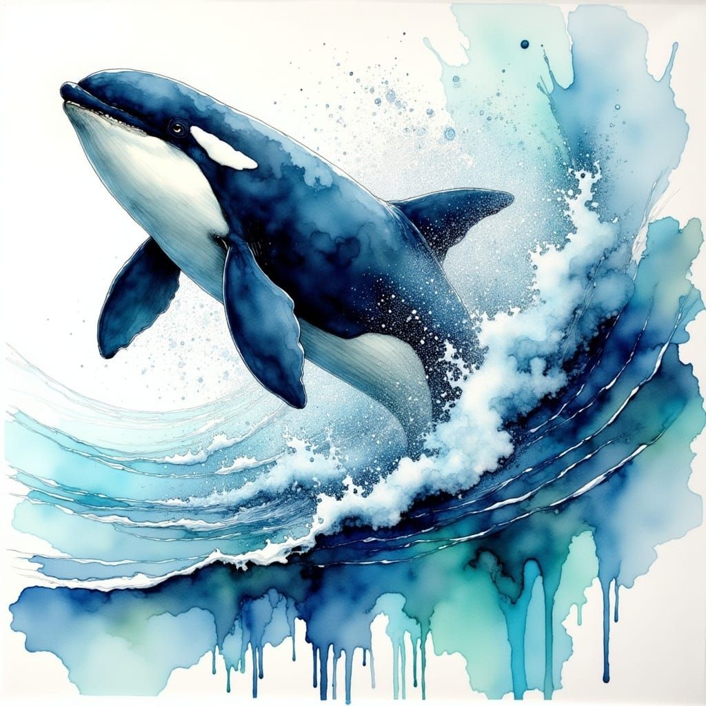 Whimsical Whale in Dreamy Watercolor