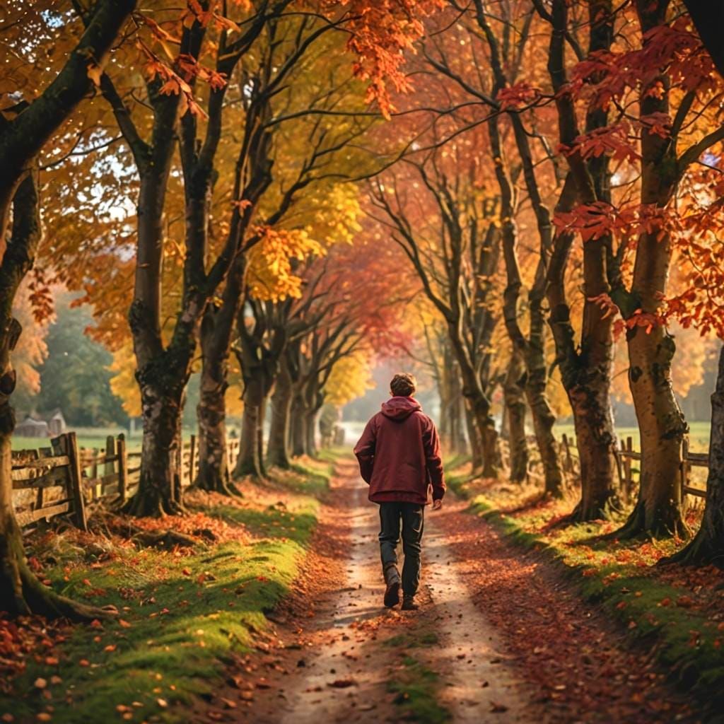 Oxford Student in Autumn Countryside: Professional Photograp...
