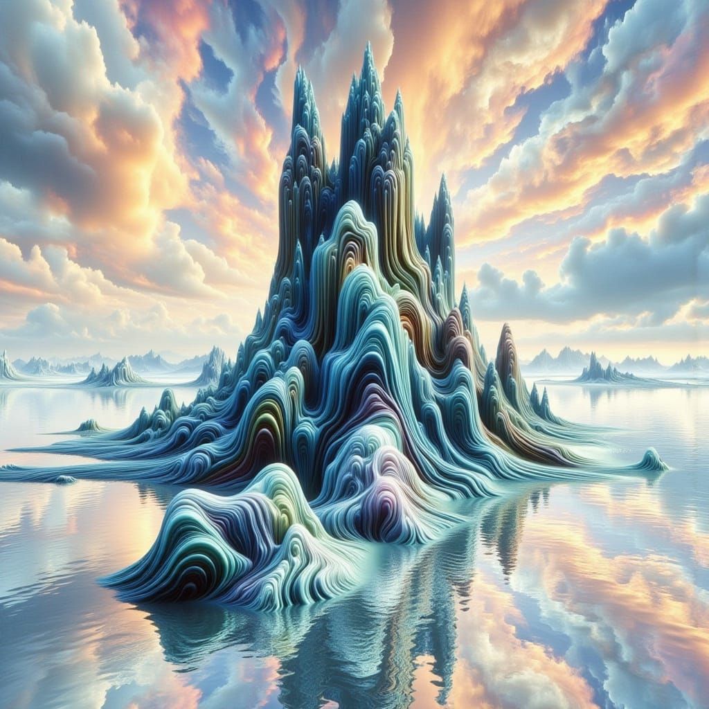 Surreal Echofract Terrain with Crystalline Monoliths