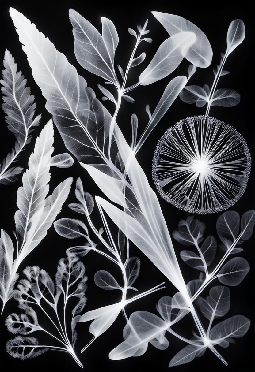 Photogram of Skeleton Shape with Rayograph Technique