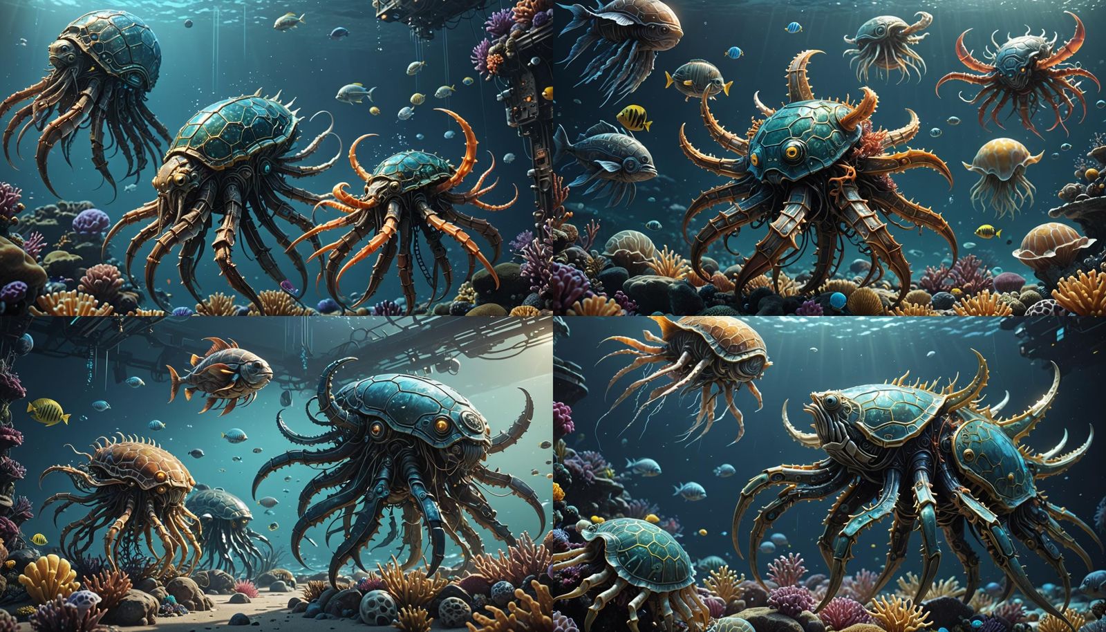 Cyberpunk Ocean Creatures in Hyperrealistic Octane Render
