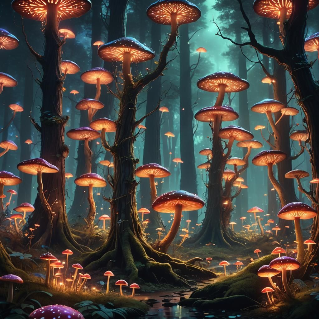 Glowing Mushroom Forest: A Fantasy Landscape
