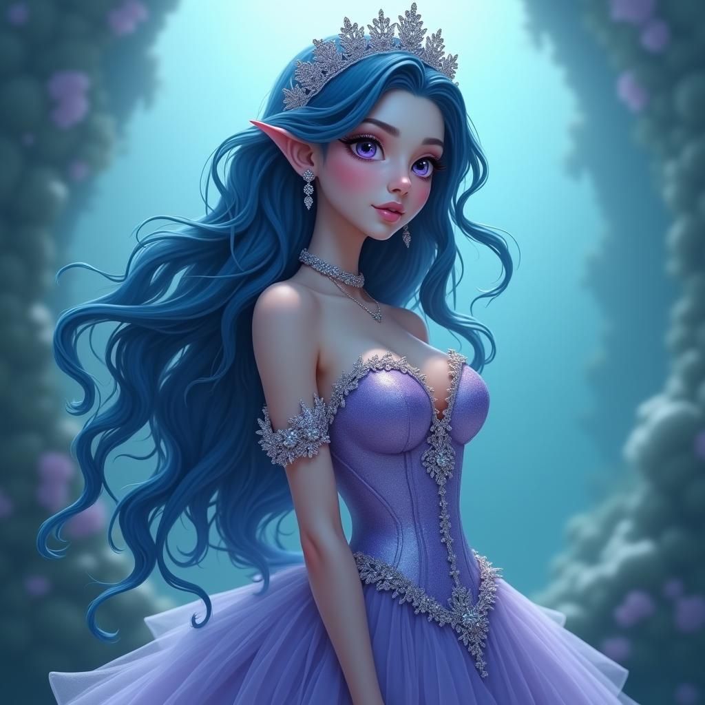 Siren in Purple Lace: Digital Matte Painting