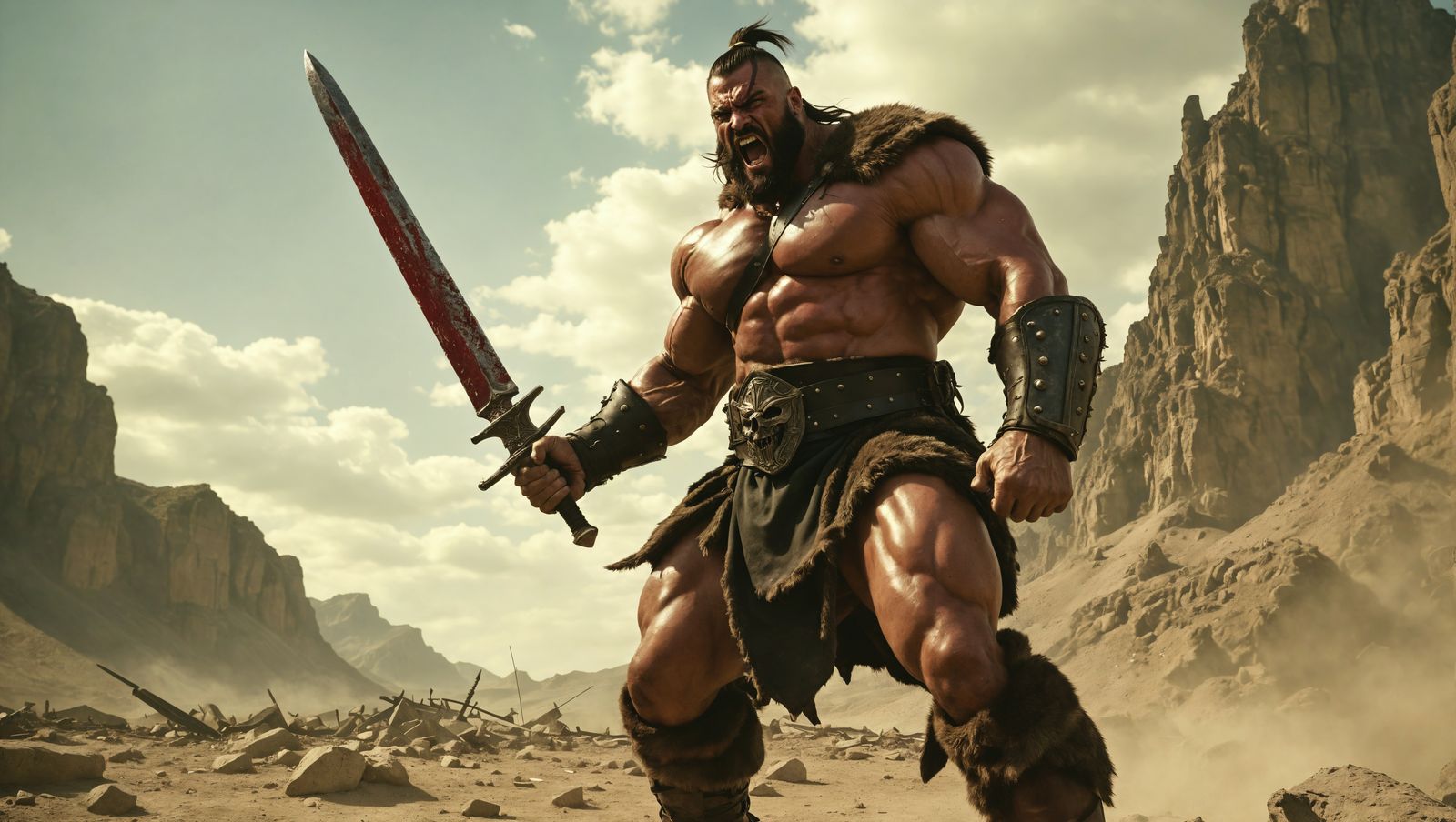 Barbarian Warrior in Epic Wasteland