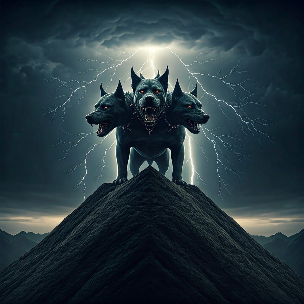 Cerberus Reigns Supreme on a Stormy Mountain