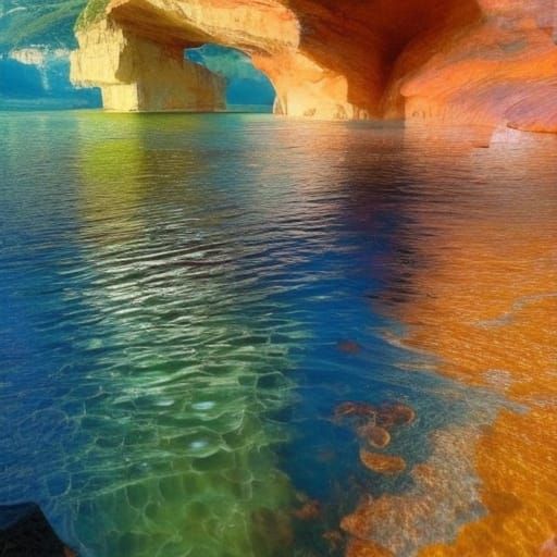 Colorful Cave in Neo-Impressionist Oil Painting