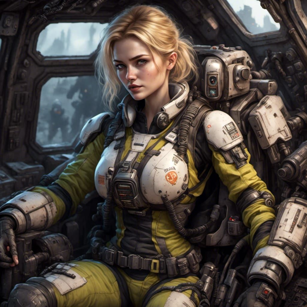 Female Mech Pilot in Ripped Suit