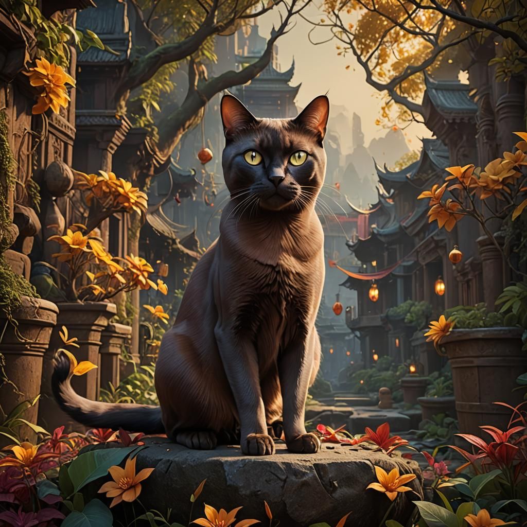 Detailed Burmese Cat Matte Painting in 8K