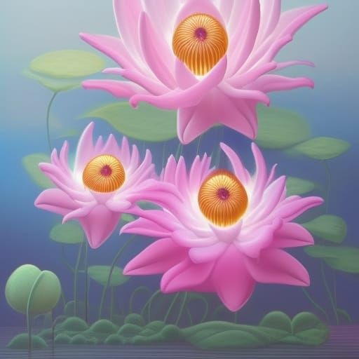 Surreal Lotus Flowers in Dreamy Ethereal Style