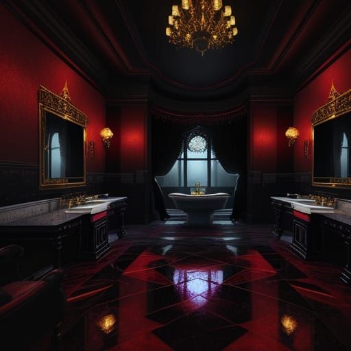 Enchanting Gothic Bathroom in Ethereal Mist