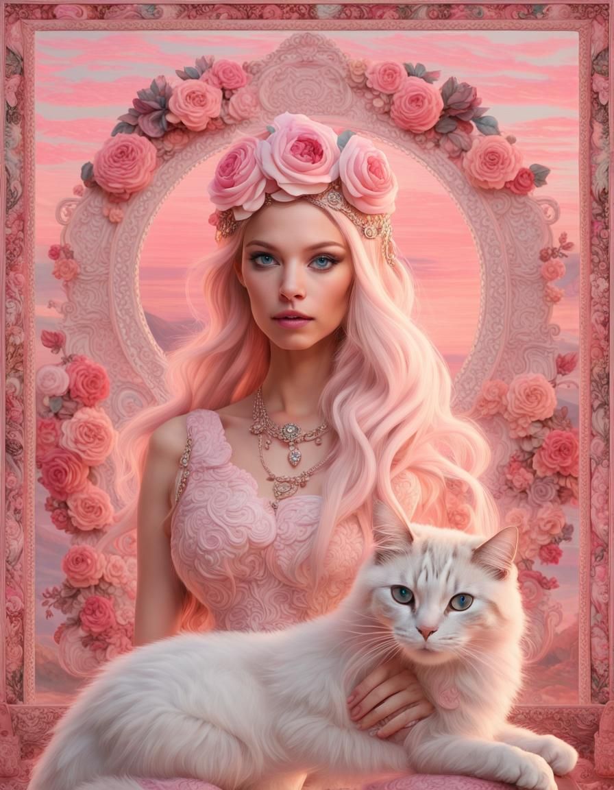 Goddess in Cat Chariot: a Rococo Viking Tapestry